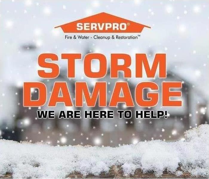 Winter is coming and We Want You to be Ready! - Image or orange text saying "Storm Damage" over snow